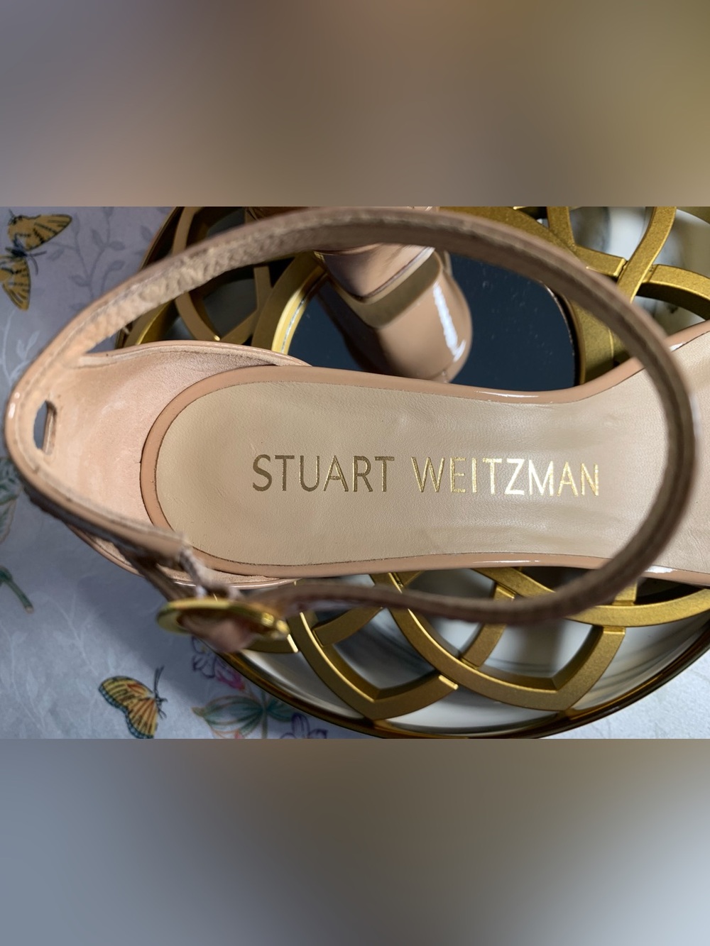 Stuart Weitzman Neutral Tan Block Heel Ankle-Strap Sandals - Picture 14 of 16
